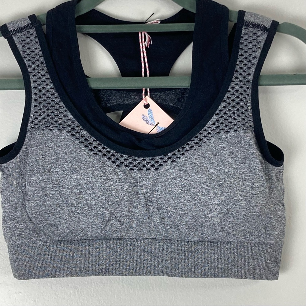 NWT - Black & Grey Padded Sports Bra size Large